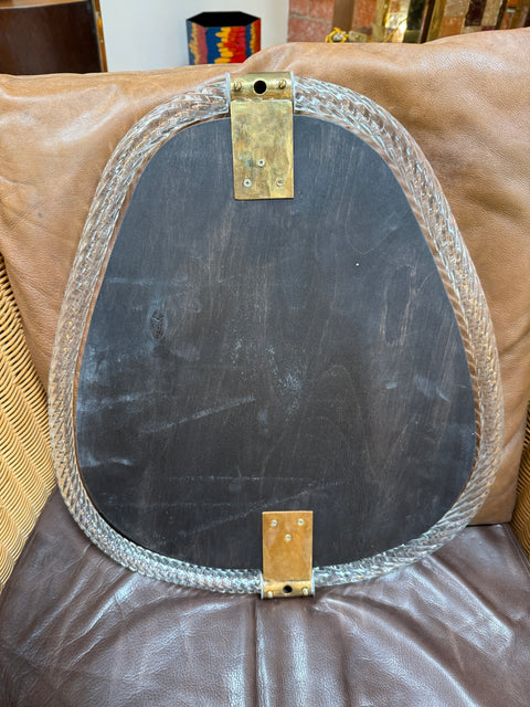 Murano Glass Wall Mirror with Brass Accents