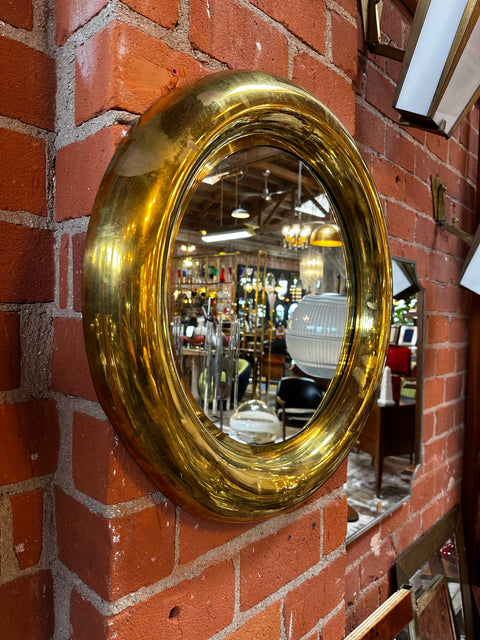 Vintage Italian Round Brass Mirror 1950s