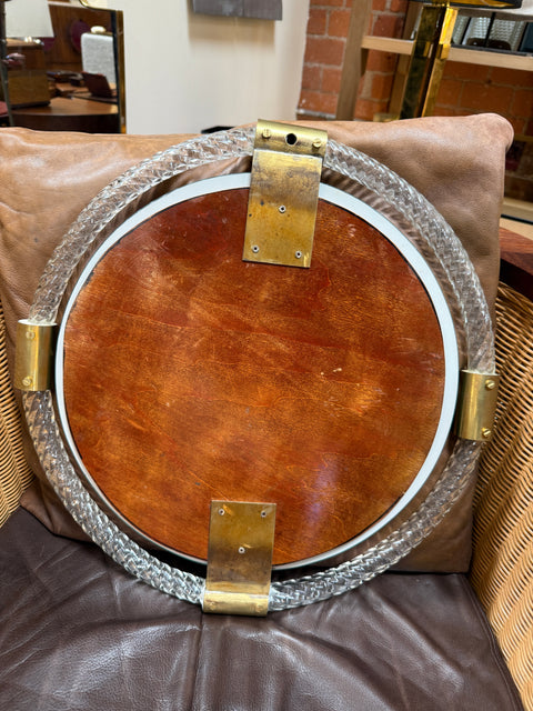 Round Murano Glass and Brass Wall Mirror 1970s