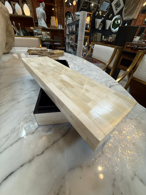 Vintage Italian, Rectangular Cream Bone Inlay Box 1970