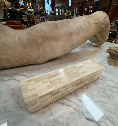 Vintage Italian, Rectangular Cream Bone Inlay Box 1970