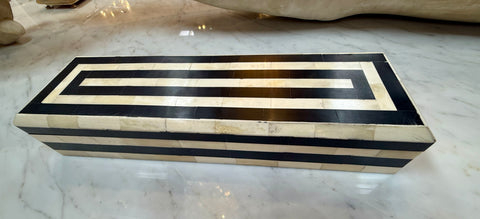 Black and Ivory Striped Bone Inlay Box, Italy