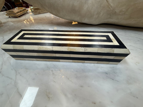 Black and Ivory Striped Bone Inlay Box, Italy