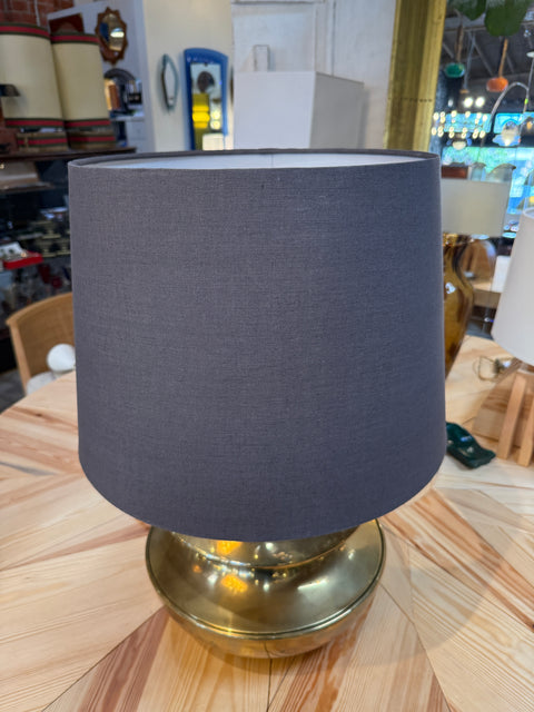Sculptural Brass Table Lamp with Blue Shade 1970's