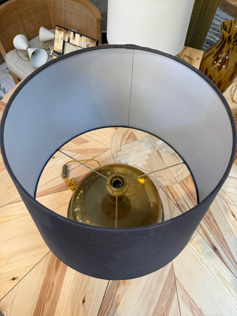 Sculptural Brass Table Lamp with Blue Shade 1970's