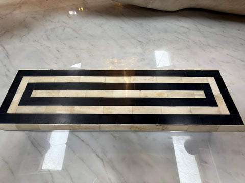 Black and Ivory Striped Bone Inlay Box, Italy