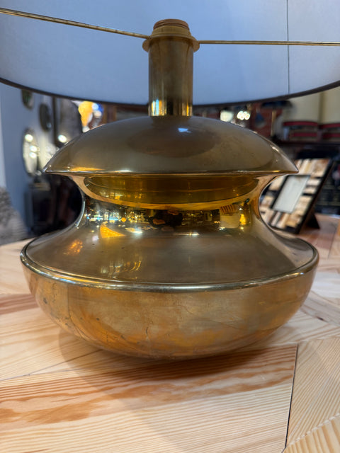 Sculptural Brass Table Lamp with Blue Shade 1970's