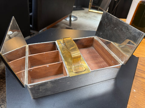 Mid-Century Modern Brass & Mirror Vanity Box