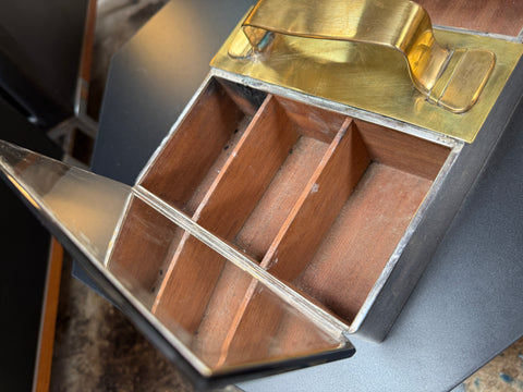 Mid-Century Modern Brass & Mirror Vanity Box