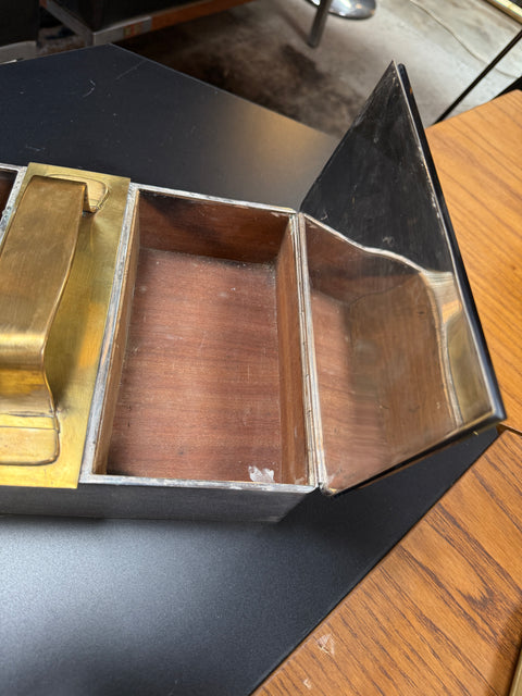 Mid-Century Modern Brass & Mirror Vanity Box