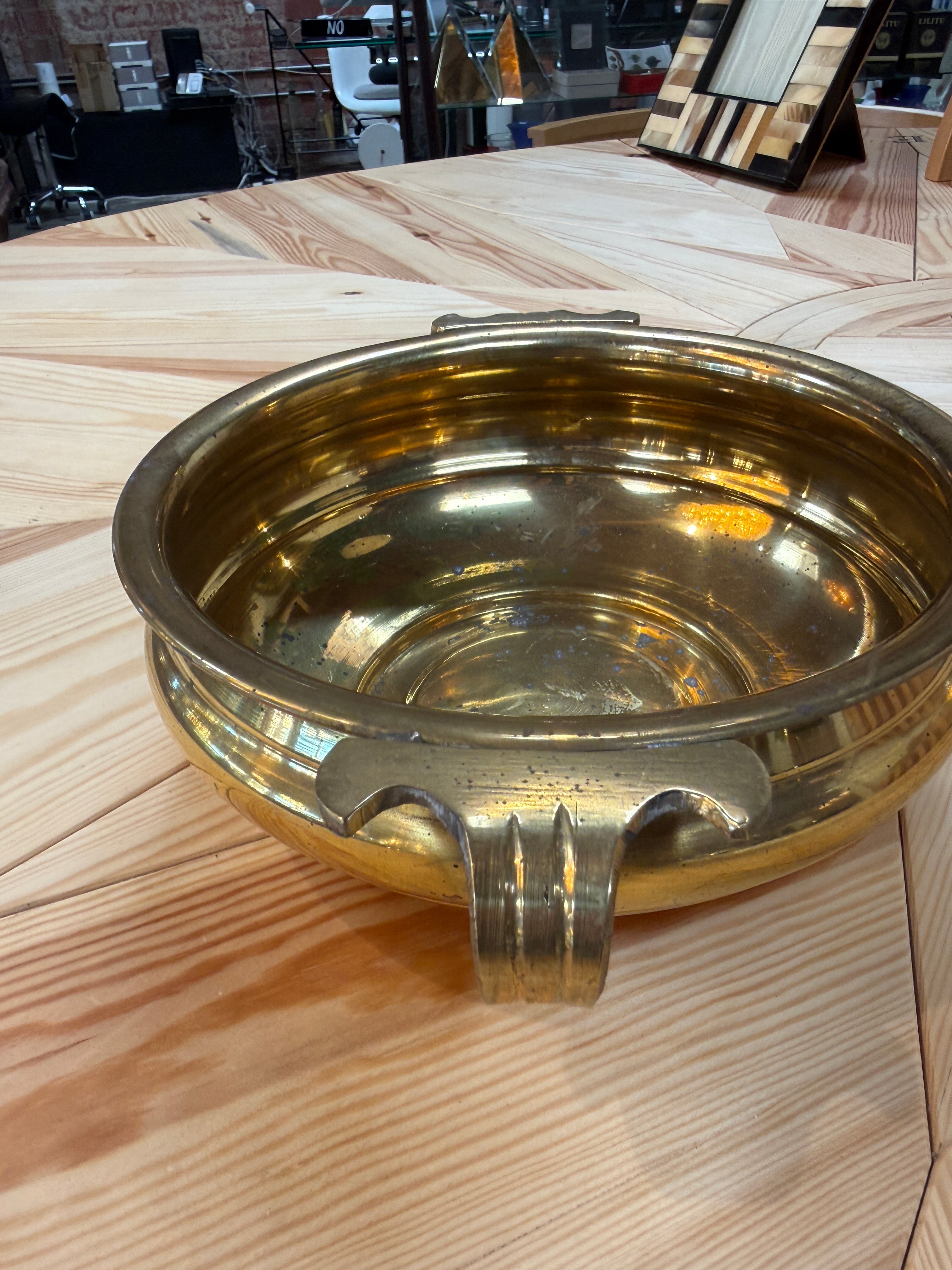 Brass Centerpiece Bowl with Decorative Handles