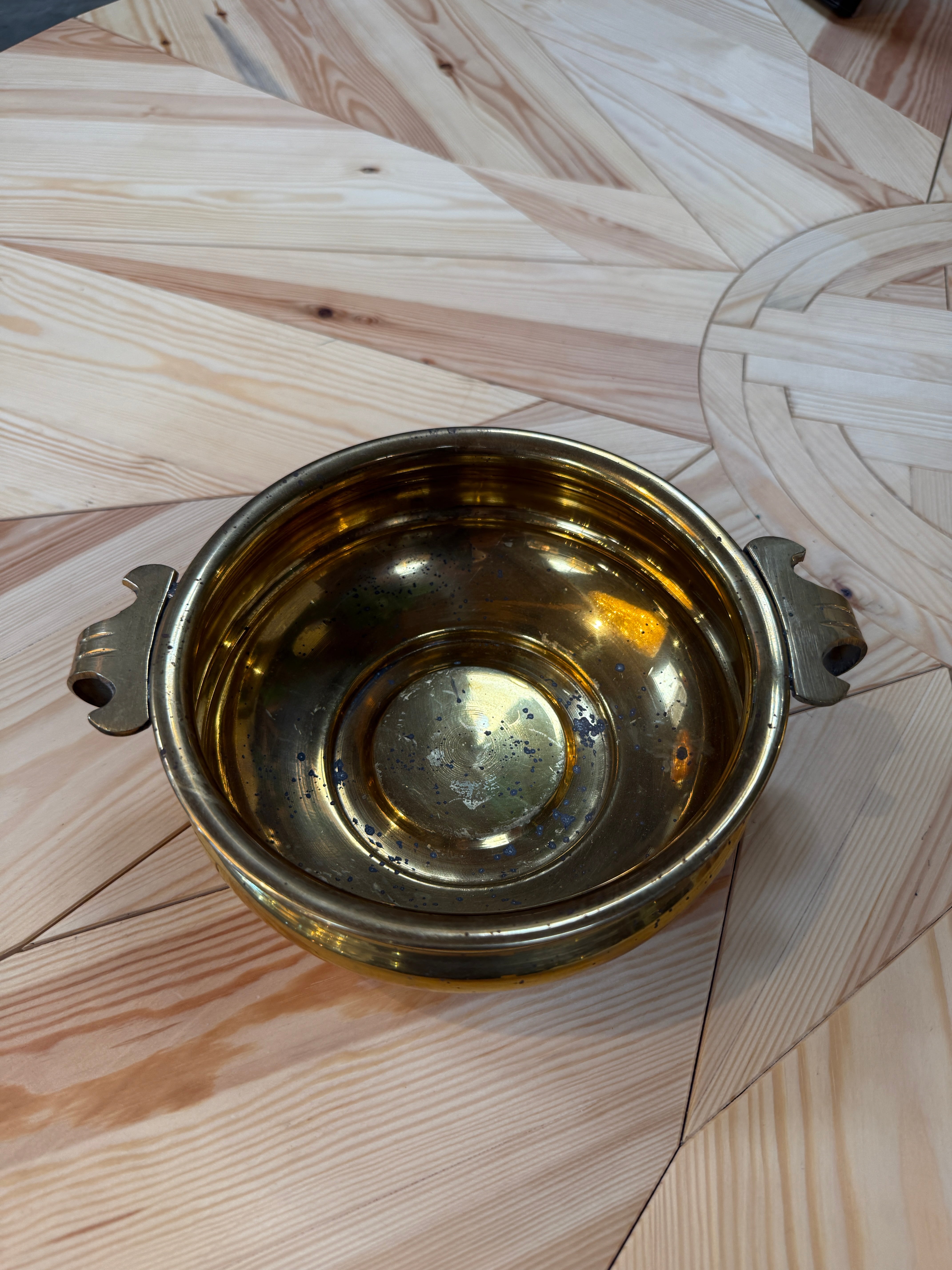 Brass Centerpiece Bowl with Decorative Handles