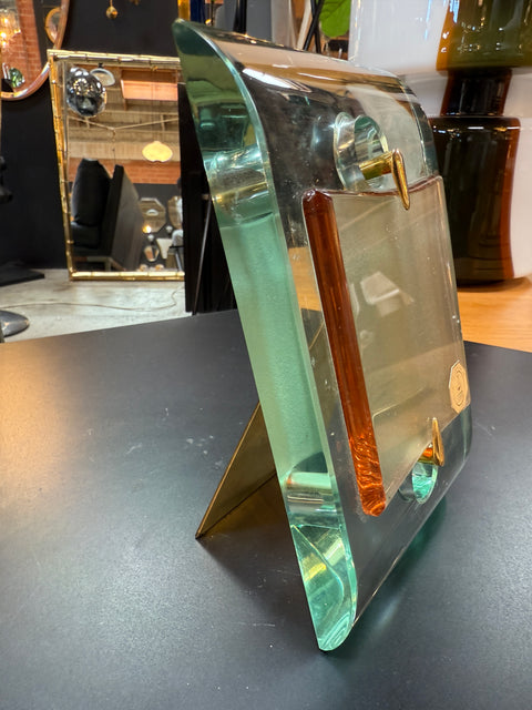 Fontana Arte Glass and Brass Picture Frame, Italy, 1960s