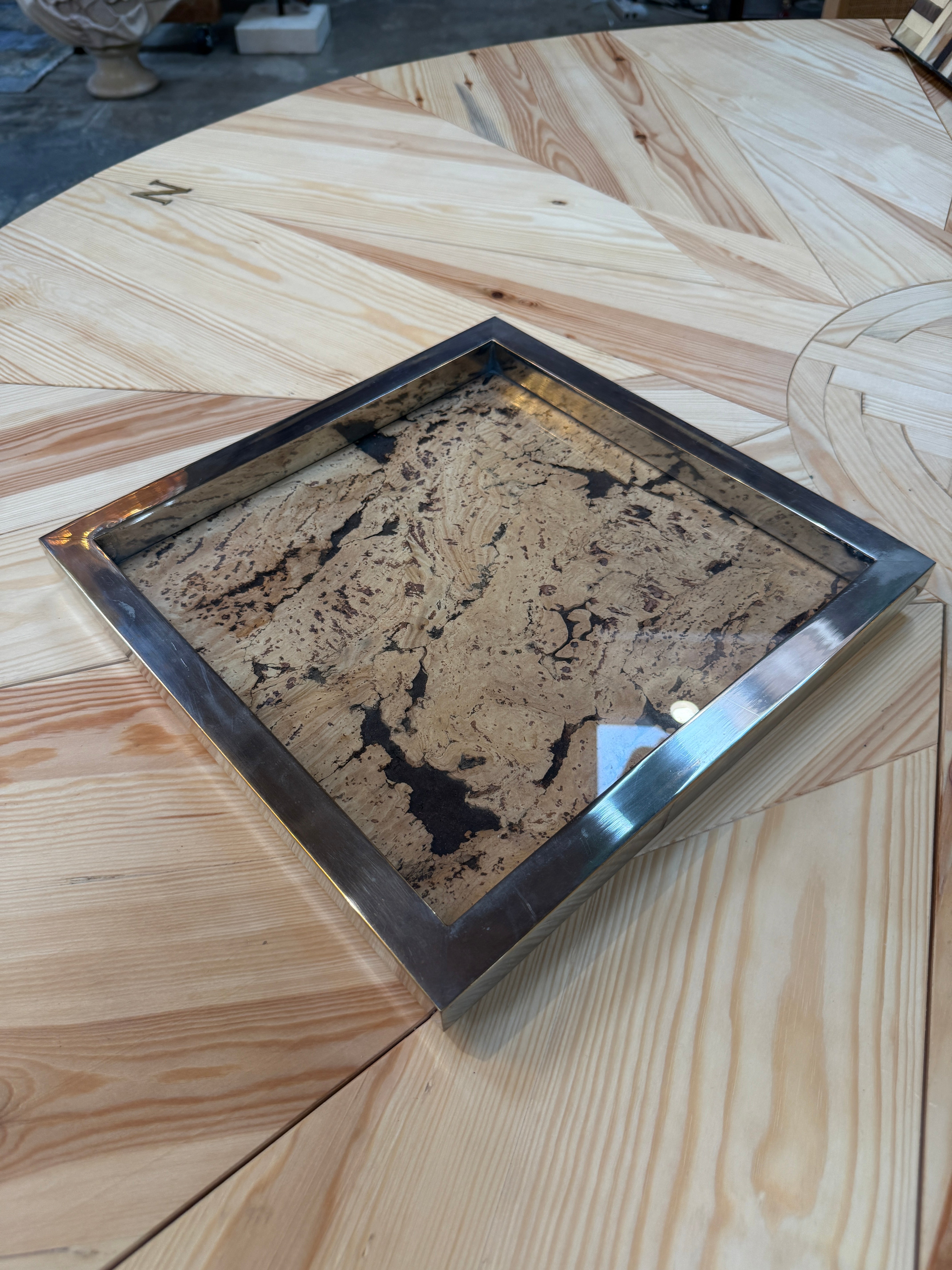 Square Cork and Metal Serving Tray