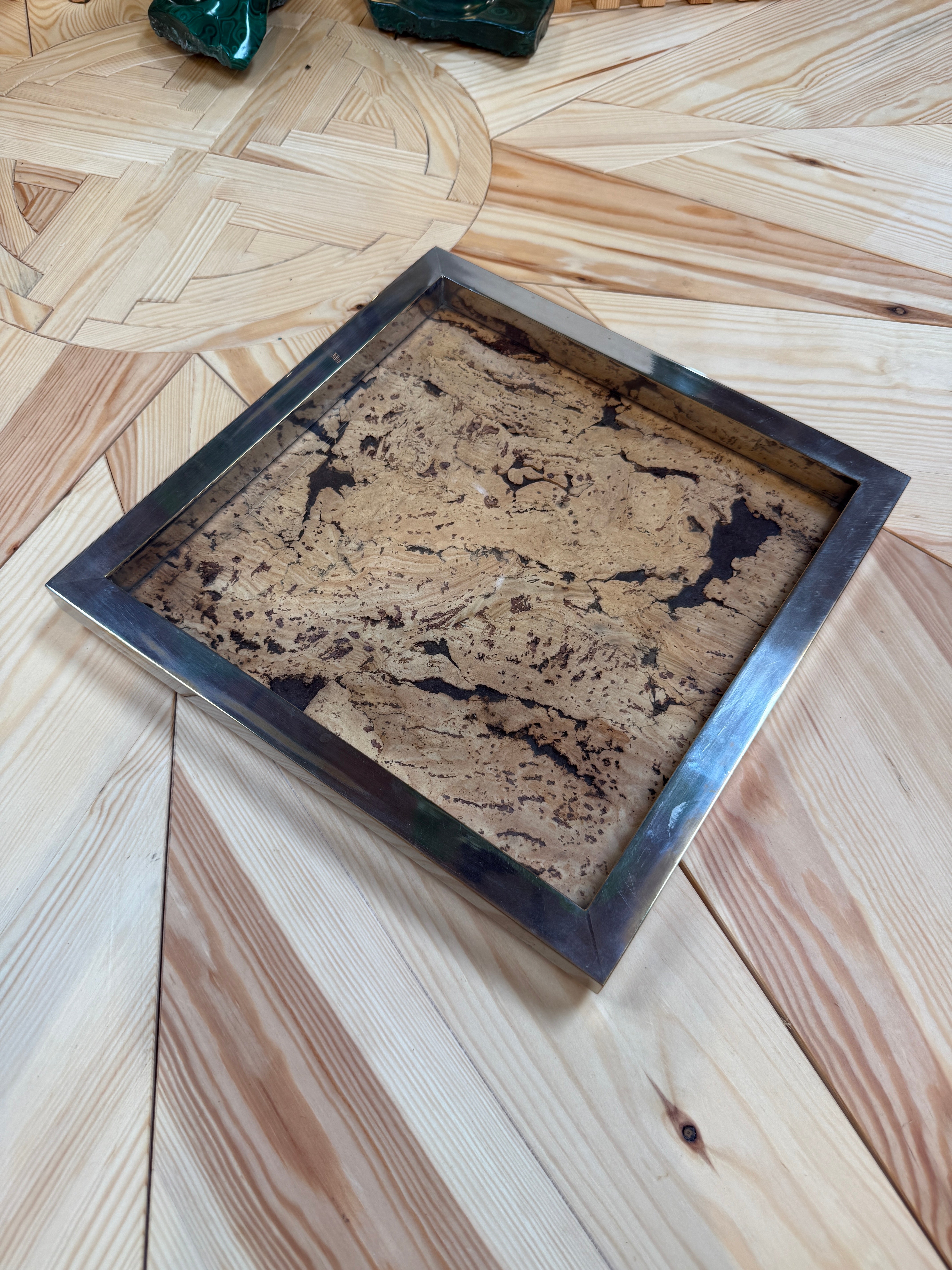 Square Cork and Metal Serving Tray