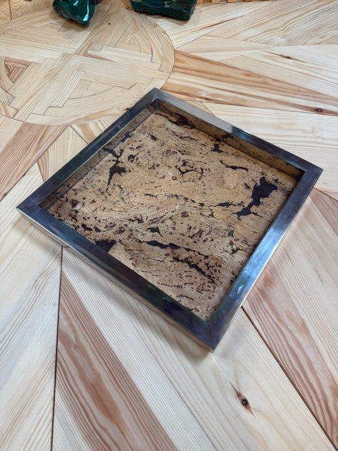 Square Cork and Metal Serving Tray