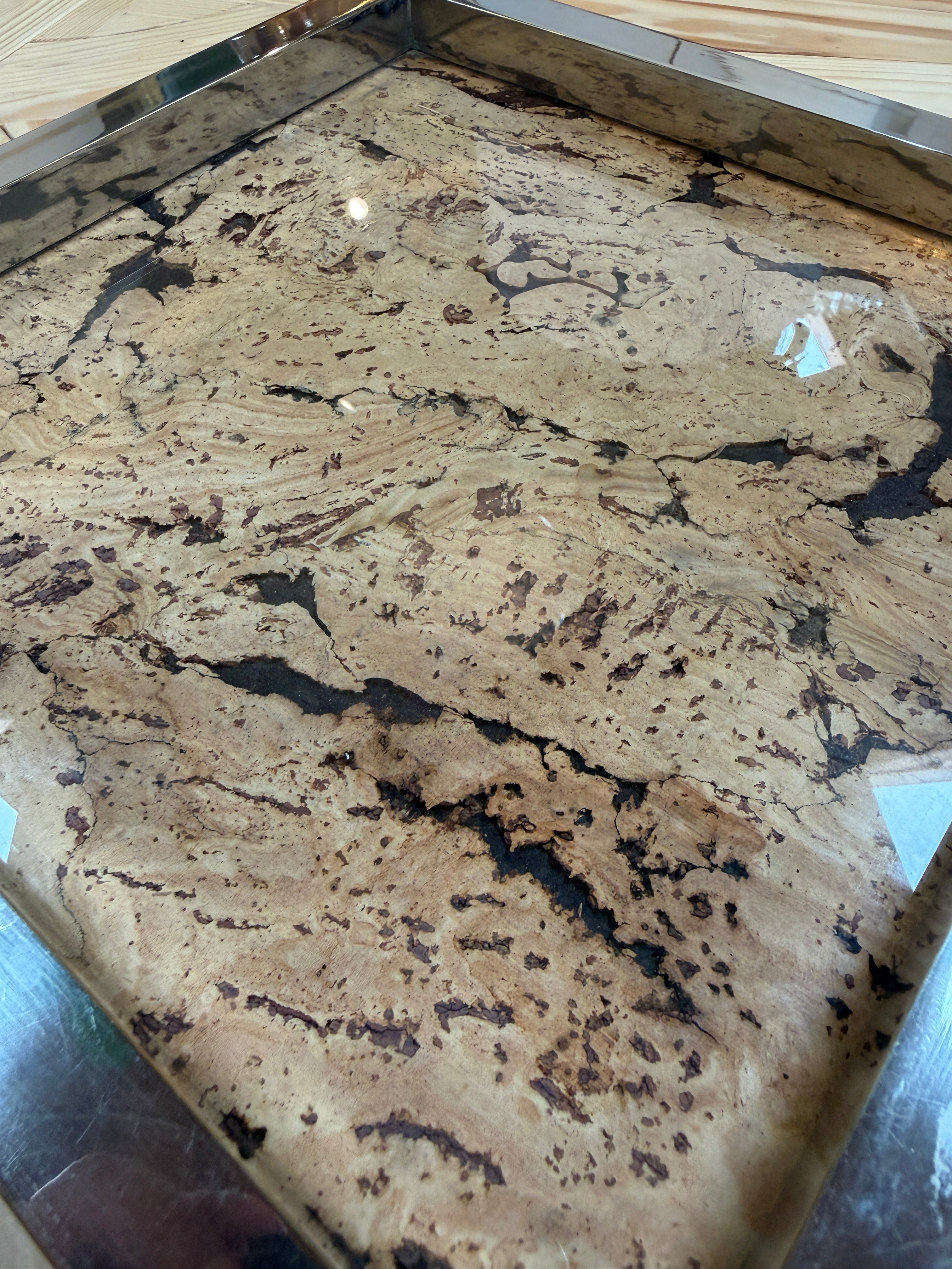 Square Cork and Metal Serving Tray