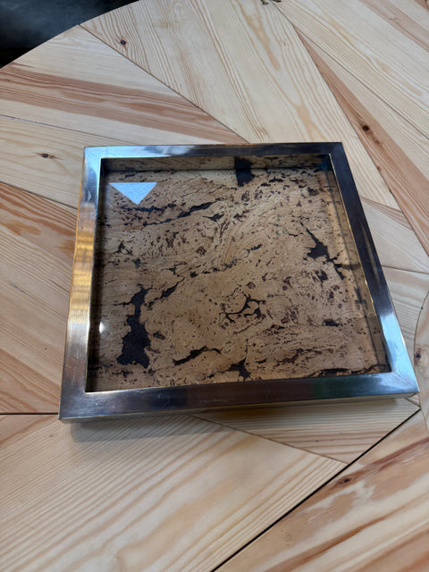 Square Cork and Metal Serving Tray