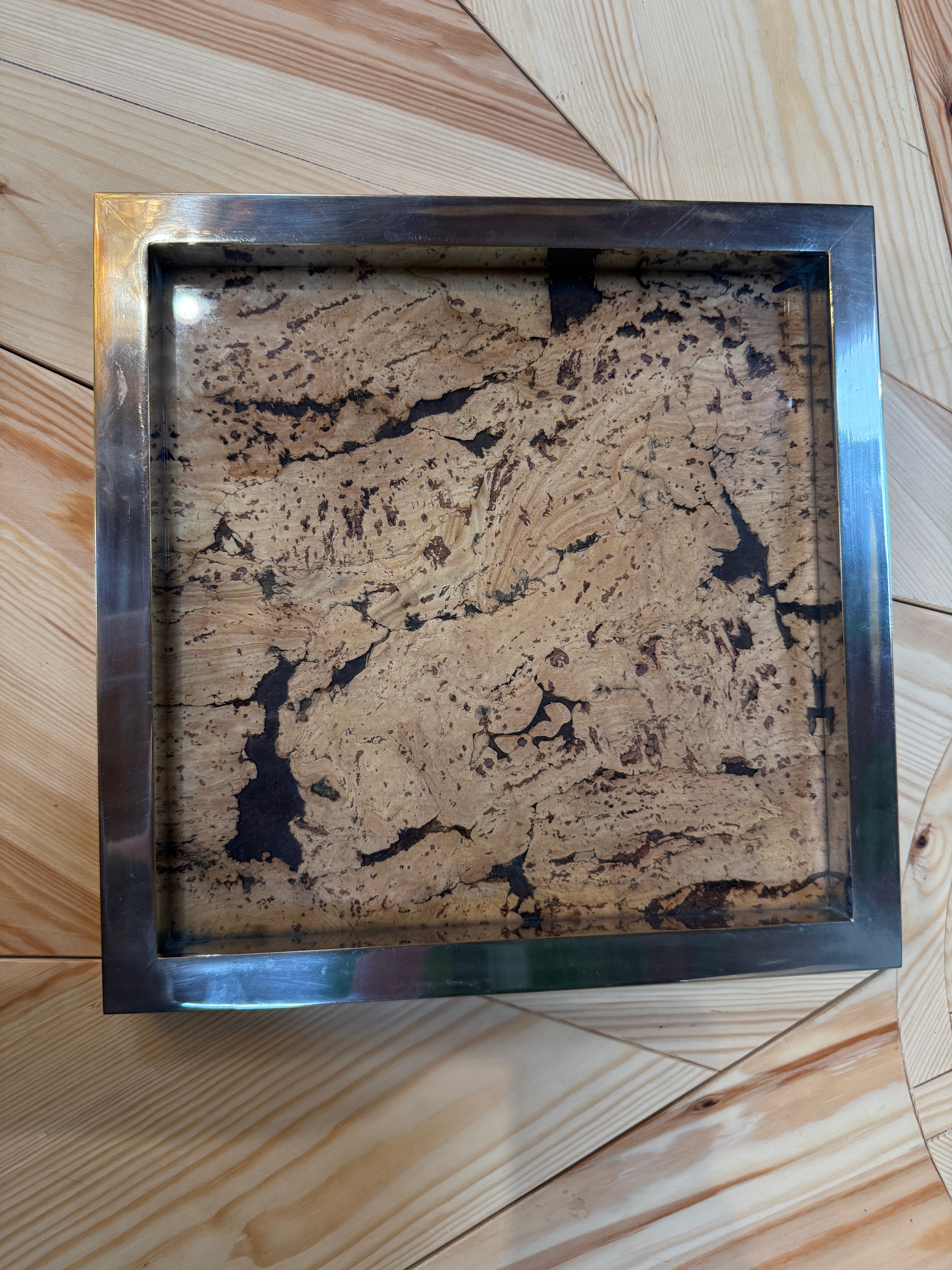 Square Cork and Metal Serving Tray