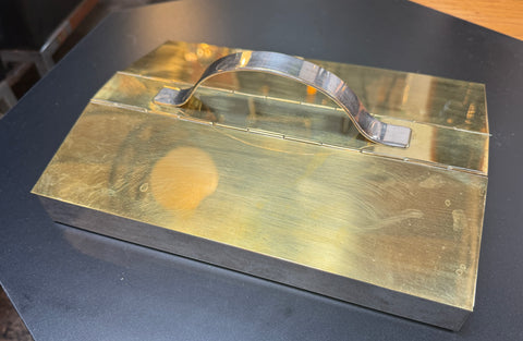 Italian Vintage Brass & Steel Lidded Box, 1970