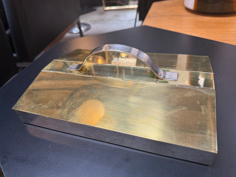 Italian Vintage Brass & Steel Lidded Box, 1970