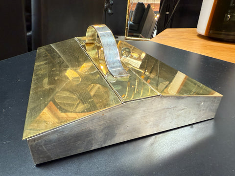 Italian Vintage Brass & Steel Lidded Box, 1970