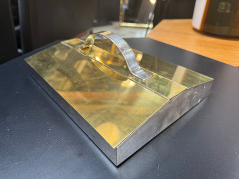 Italian Vintage Brass & Steel Lidded Box, 1970