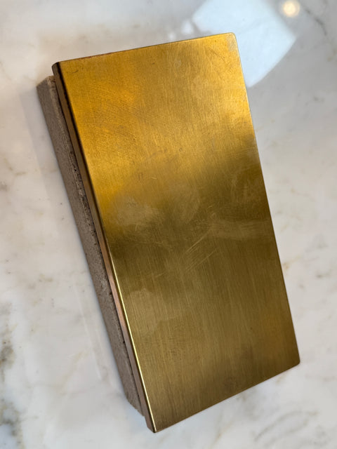 Italian Travertine and Brass Decorative Box