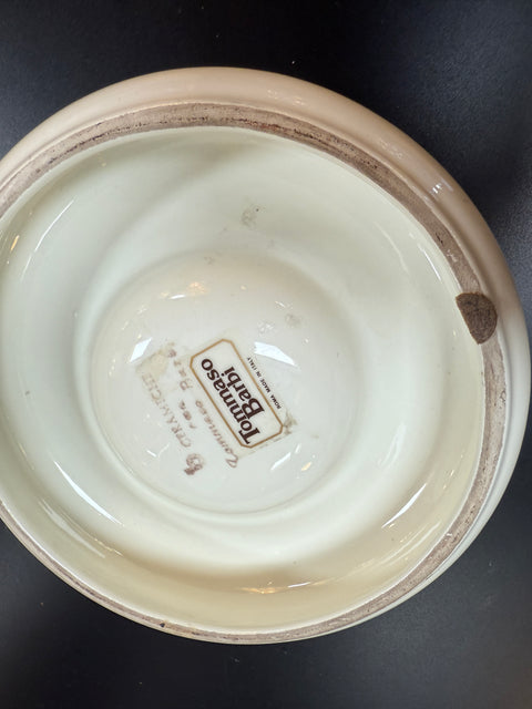 Tommaso Barbi Ceramic and Brass Centerpiece Bowl with Red Marbleized Glaze