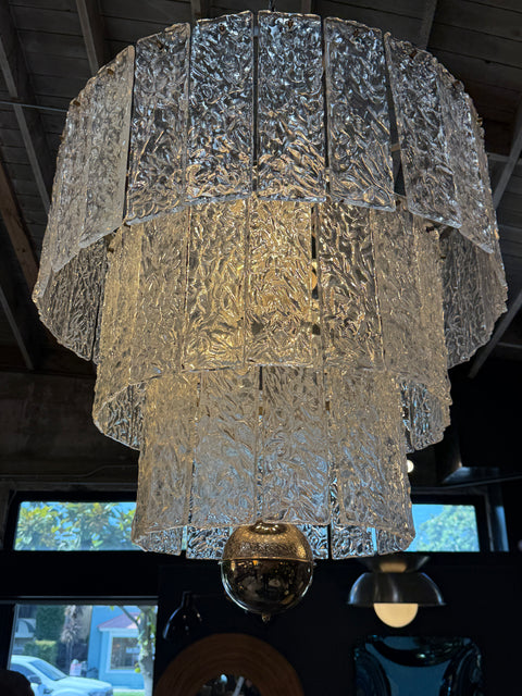 Murano Glass Chandelier with Textured Panels