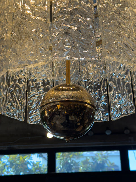 Murano Glass Chandelier with Textured Panels