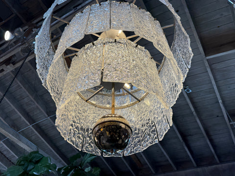 Murano Glass Chandelier with Textured Panels