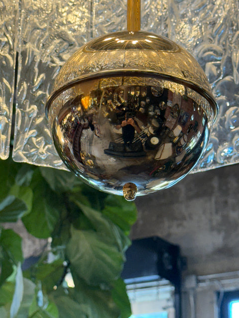 Murano Glass Chandelier with Textured Panels