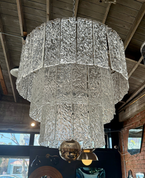 Murano Glass Chandelier with Textured Panels