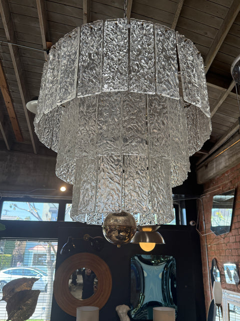 Murano Glass Chandelier with Textured Panels