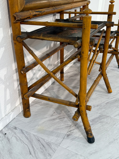 Antique 19th Century Anglo-Japanese Bamboo Hall Tree with Mirror