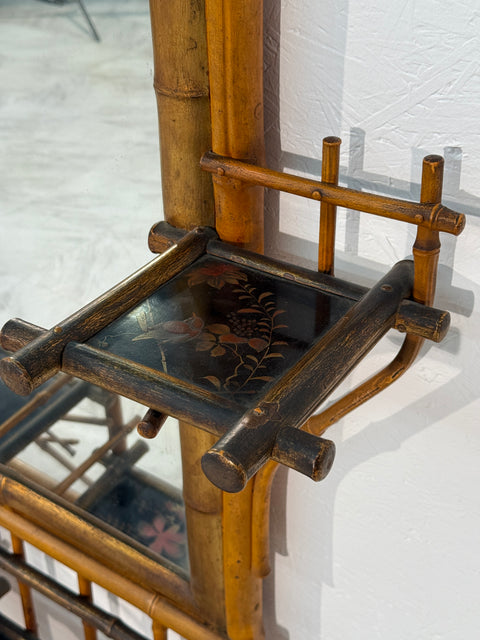 Antique 19th Century Anglo-Japanese Bamboo Hall Tree with Mirror