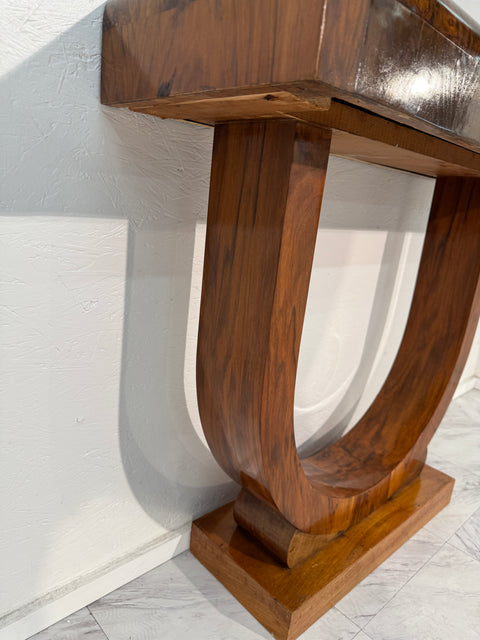Set of 2 Art Deco Style Console Tables in Bookmatched Burl Wood