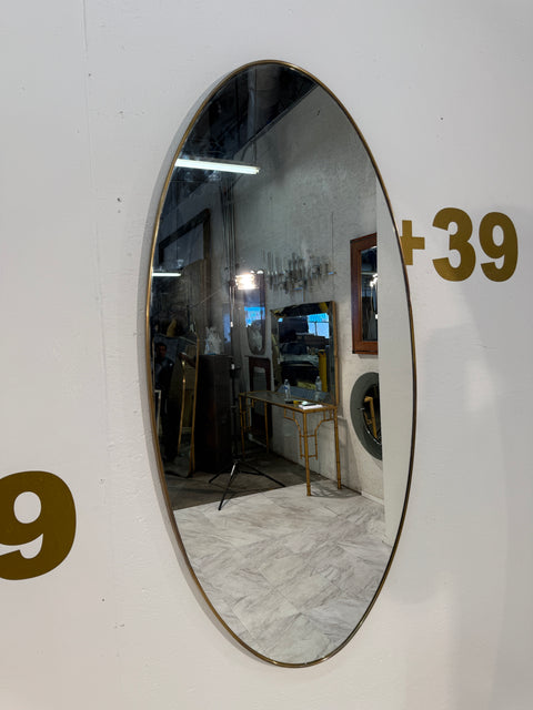 Vintage-Style Oval Brass Wall Mirror