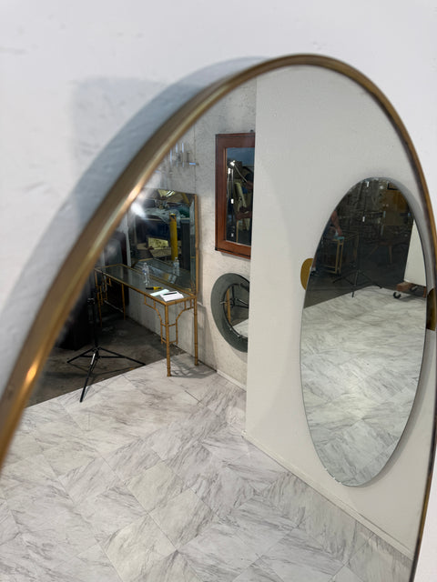 Vintage-Style Oval Brass Wall Mirror