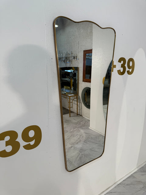 Sculptural Mid-Century Modern Brass Mirror