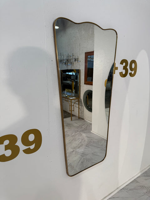 Sculptural Mid-Century Modern Brass Mirror