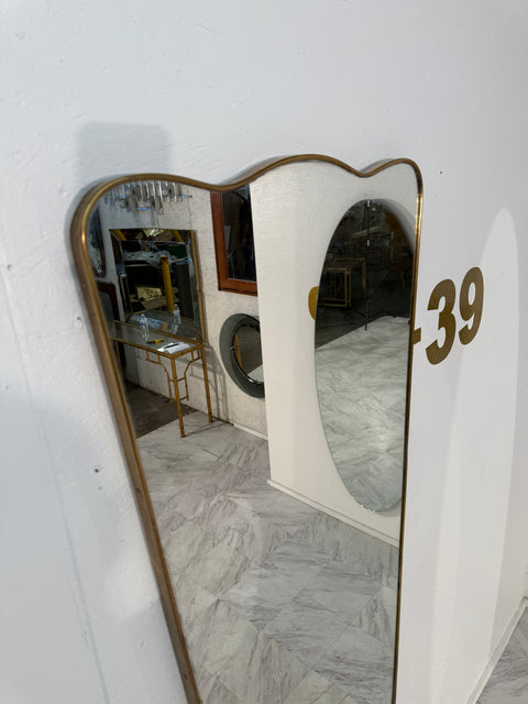 Sculptural Mid-Century Modern Brass Mirror