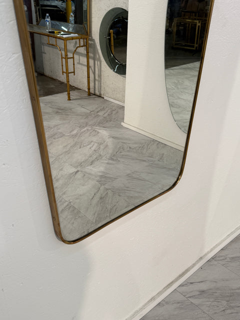Sculptural Mid-Century Modern Brass Mirror