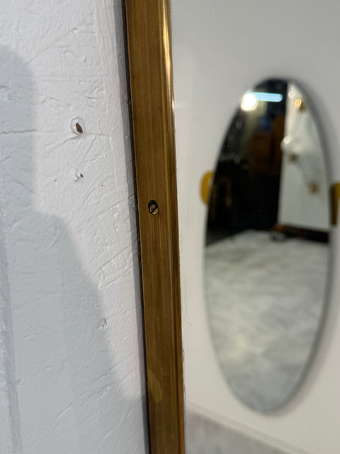 Sculptural Mid-Century Modern Brass Mirror