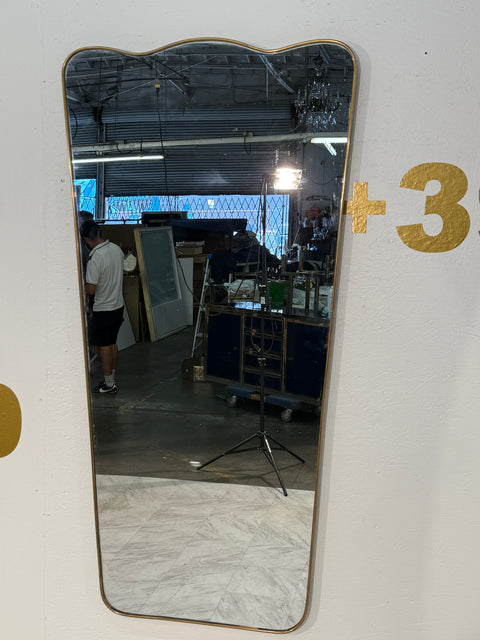 Sculptural Mid-Century Modern Brass Mirror