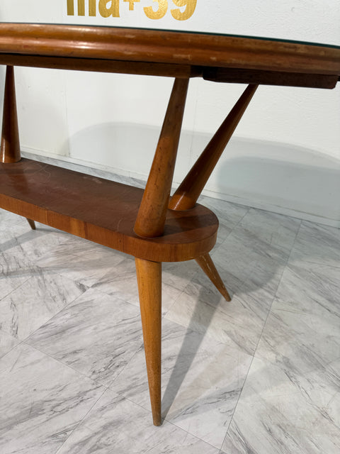 Mid-Century Italian Coffee Table with Green Glass Top, 1950s