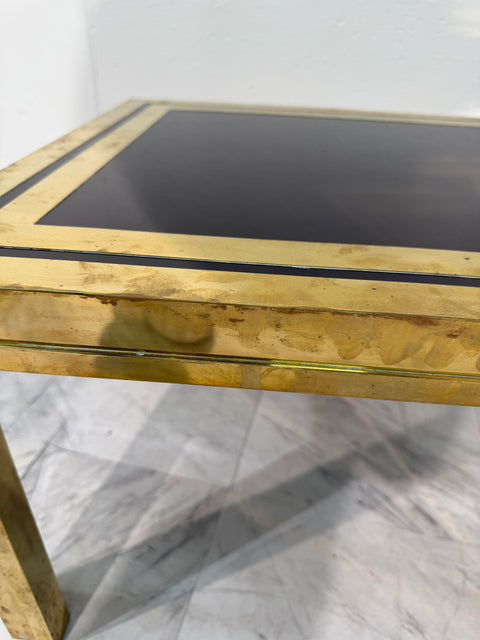 Set of Three Romeo Rega Brass and Smoked Glass Coffee Tables, Italy, 1970s