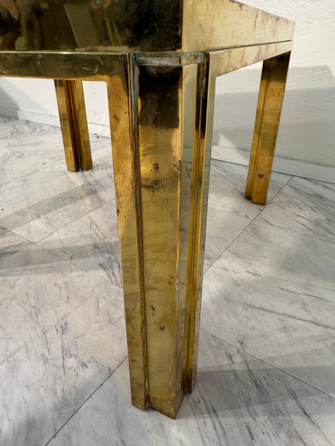 Set of Three Romeo Rega Brass and Smoked Glass Coffee Tables, Italy, 1970s