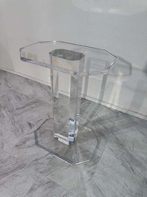 Mid-Century Modern Lucite Pedestal Side Table
